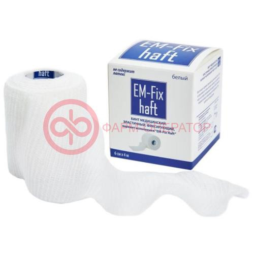 Эм-фикс хафт бинт медицинский эластичный самофиксир. 6смх4м бел.