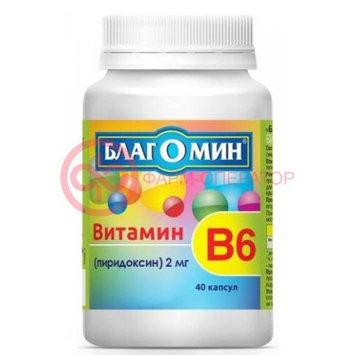 Благомин витамин в6 (пиридоксин) капсулы 250мг №40